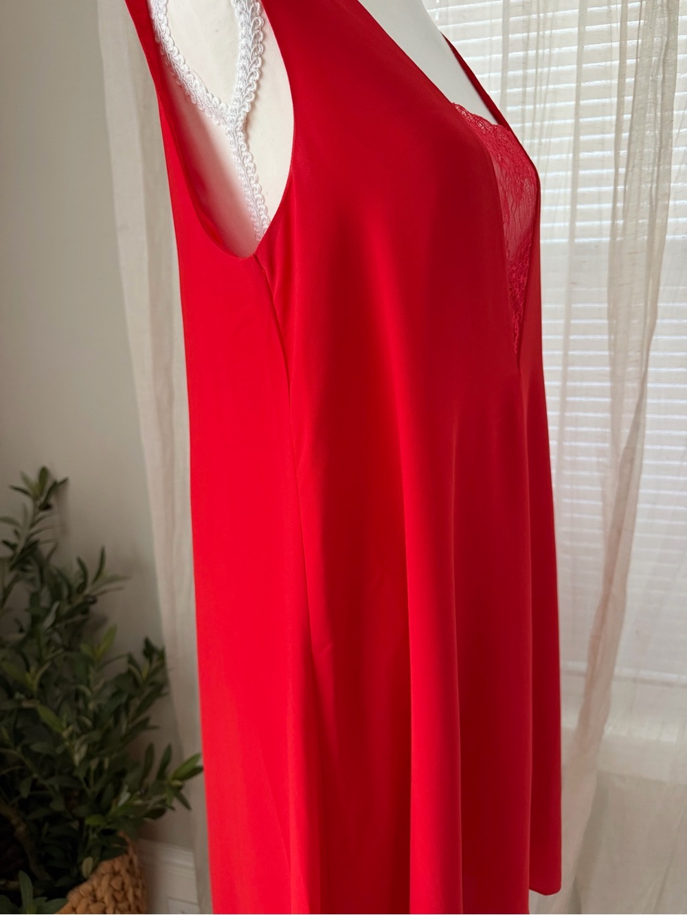 BCBGMaxAzria Red Lace-Trim V-Neck Mini Dress - Picture 7 of 13